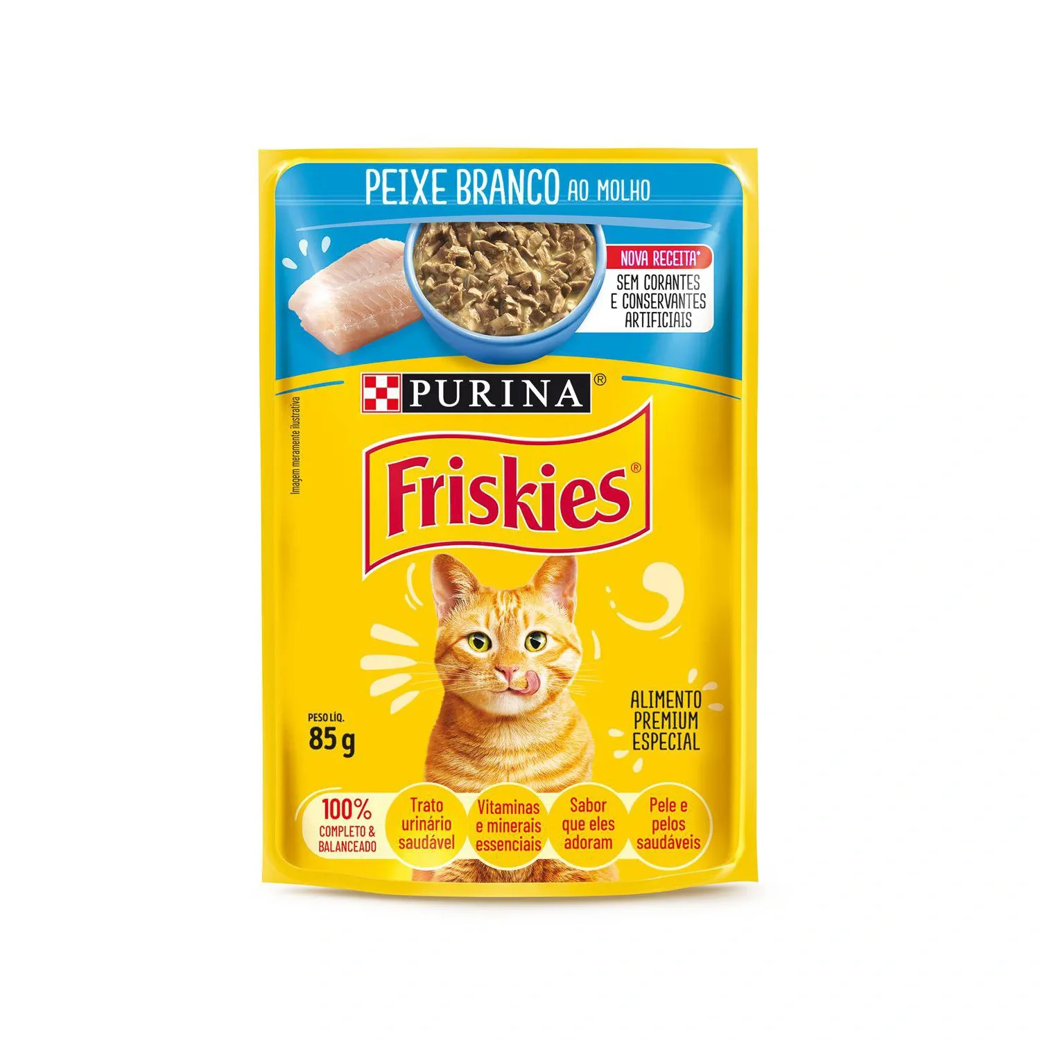 Ração Úmida Friskies Gatos Adultos Peixe Branco ao Molho